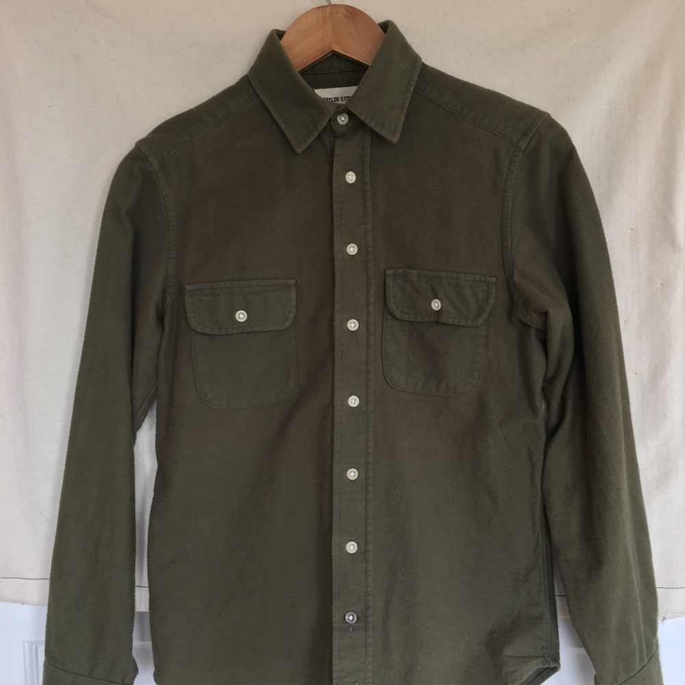 Taylor Stitch Army Green Flannel Shirt